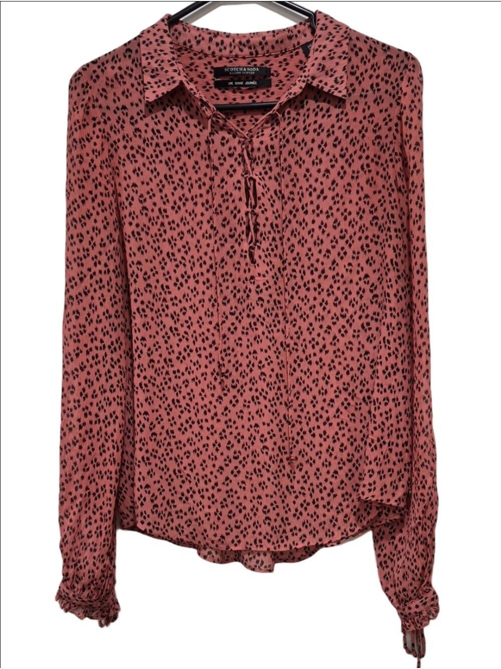 Scotch & Soda Maison Scotch Animal Print Lace Up Blouse Burnt Orange Size S